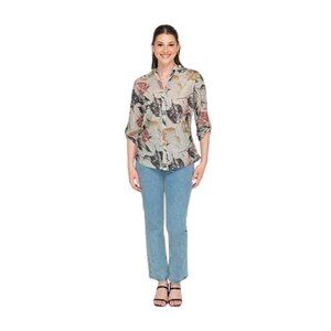 Grey Accent Leafy Chic Top